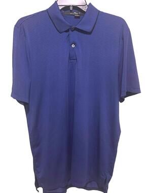 RLX Ralph Lauren Mens Golf Blue Striped Polo Shirt - Size Medium